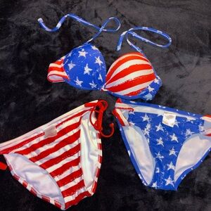 Xhilaration Red and Blue Star-Striped Bikini